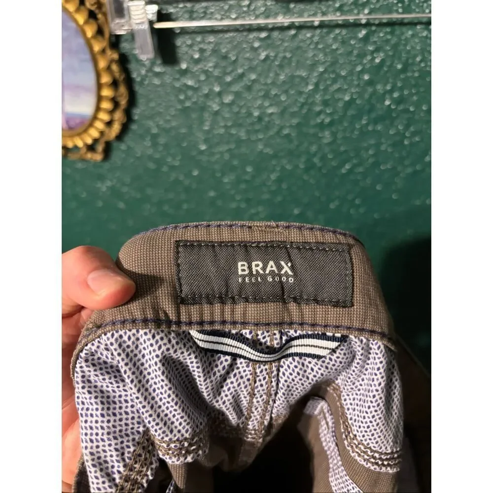 Brax Cooper Regar Pants Mens Size 38x34 Brown Chino Stretch Regular Fit